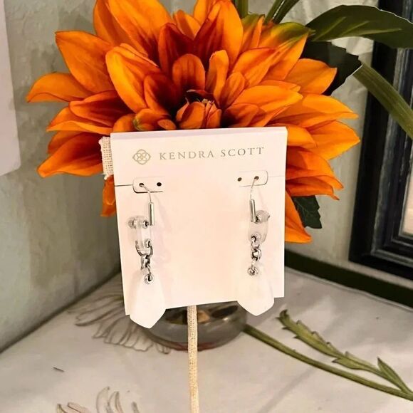NWT Kendra Scott Ashlyn Silver Multi Stone Drop Earrings #KSER - Picture 1 of 5